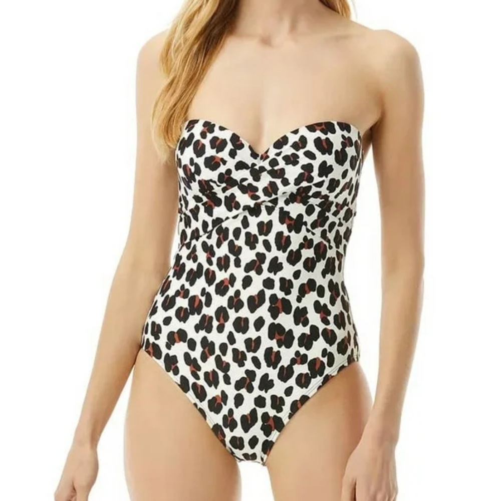NWT Kate Spade New York ANIMAL PRINT Bandeau One-Piece Swimsuit